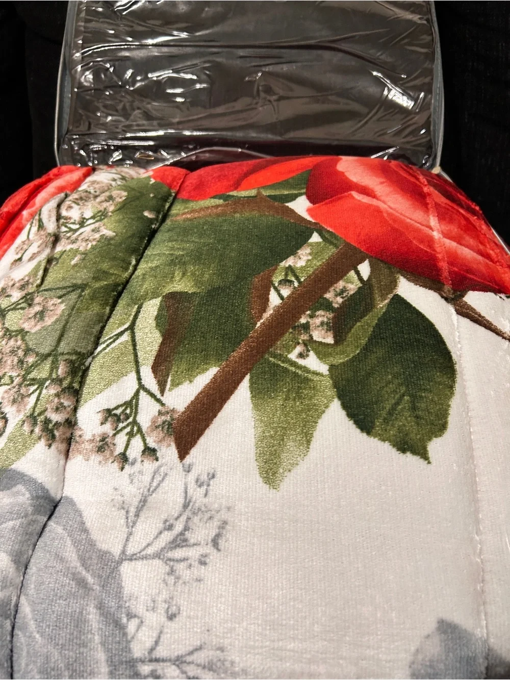 Flannel Borrego Blanket Set - Red Rose Print (6pcs)